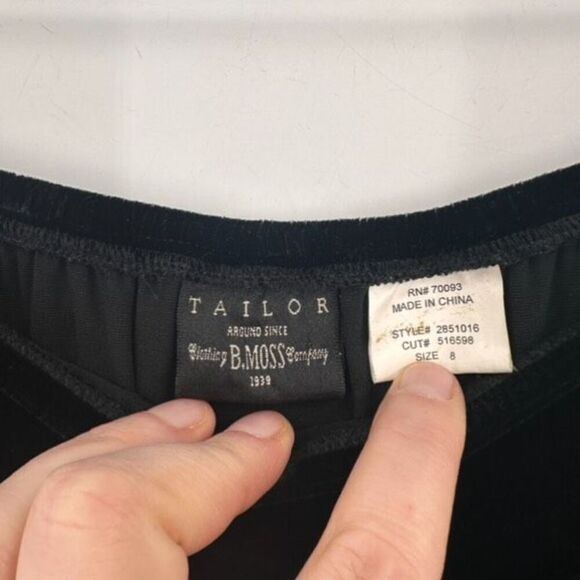 Vintage Tailor B. Moss Witchy Goth Velvet Silk Blend Midi Skirt Black Size 8 90s - Picture 6 of 11